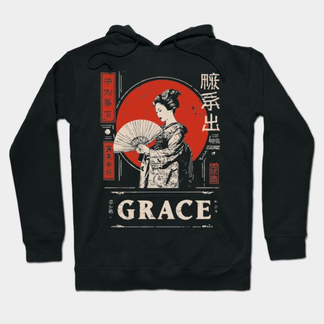 Graceful Geisha Poster – Minimalist Japanese Vintage Beauty Illustration Hoodie by TuncGK