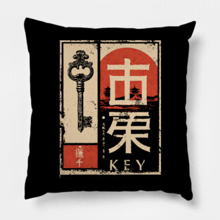 The Key – Minimalist Vintage Japanese Symbolic Print Pillow