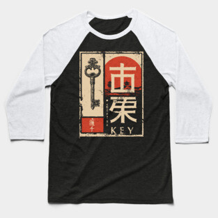 The Key – Minimalist Vintage Japanese Symbolic Print Baseball T-Shirt