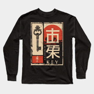 The Key – Minimalist Vintage Japanese Symbolic Print Long Sleeve T-Shirt