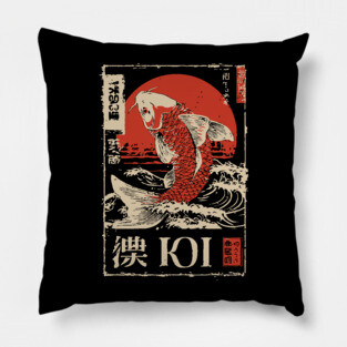 Koi Fish Yin Yang Poster – Japanese Minimalist Zen Flow Design Pillow