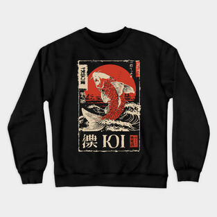 Koi Fish Yin Yang Poster – Japanese Minimalist Zen Flow Design Crewneck Sweatshirt