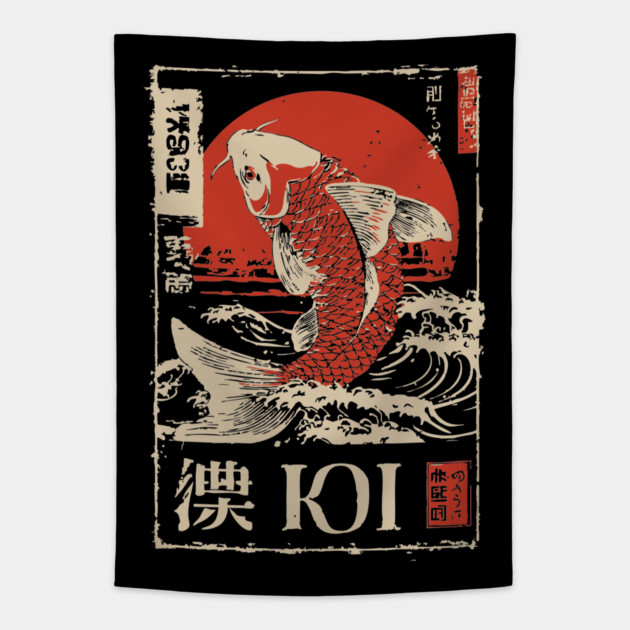 Koi Fish Yin Yang Poster – Japanese Minimalist Zen Flow Design Tapestry by TuncGK