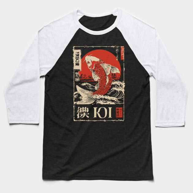 Koi Fish Yin Yang Poster – Japanese Minimalist Zen Flow Design Baseball T-Shirt by TuncGK