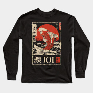 Koi Fish Yin Yang Poster – Japanese Minimalist Zen Flow Design Long Sleeve T-Shirt