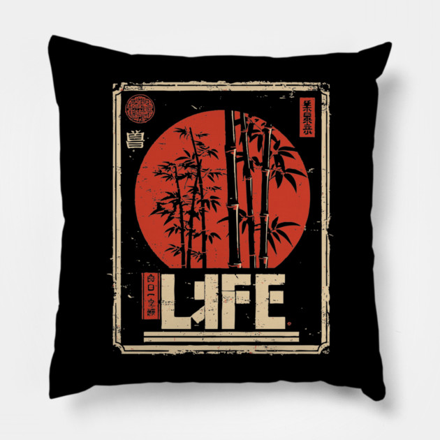 Bamboo Life Poster – Minimalist Japanese Nature-Inspired Zen Print Pillow by TuncGK