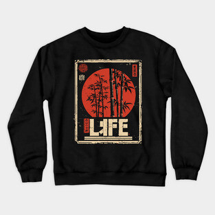 Bamboo Life Poster – Minimalist Japanese Nature-Inspired Zen Print Crewneck Sweatshirt