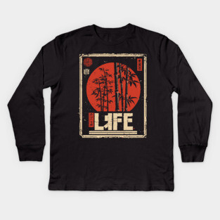 Bamboo Life Poster – Minimalist Japanese Nature-Inspired Zen Print Kids Long Sleeve T-Shirt