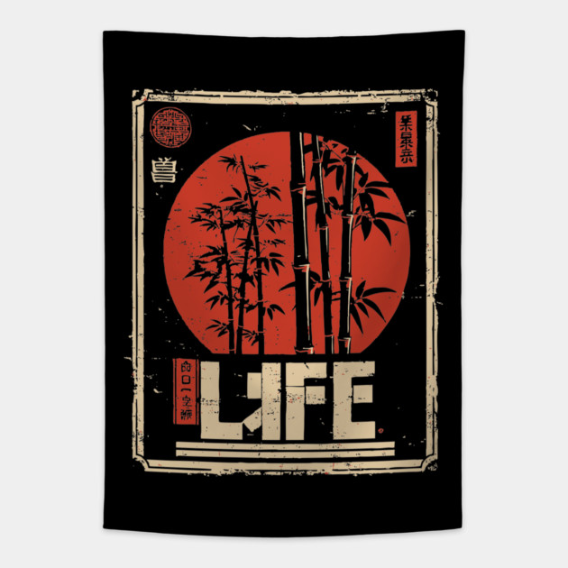 Bamboo Life Poster – Minimalist Japanese Nature-Inspired Zen Print Tapestry by TuncGK