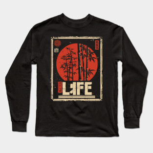 Bamboo Life Poster – Minimalist Japanese Nature-Inspired Zen Print Long Sleeve T-Shirt