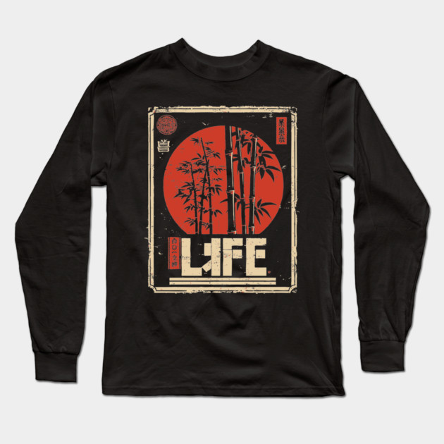 Bamboo Life Poster – Minimalist Japanese Nature-Inspired Zen Print Long Sleeve T-Shirt by TuncGK