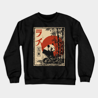 Zen Panda Poster – Japanese Minimalist Bamboo Forest Animal Print Crewneck Sweatshirt