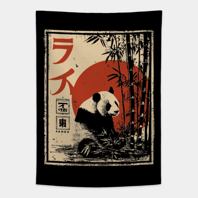 Zen Panda Poster – Japanese Minimalist Bamboo Forest Animal Print Tapestry by TuncGK