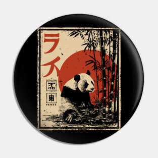Zen Panda Poster – Japanese Minimalist Bamboo Forest Animal Print Pin