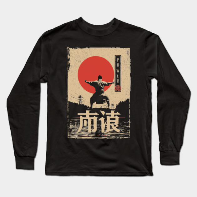 Martial Power Poster – Minimalist Japanese Warrior Energy Print Long Sleeve T-Shirt by TuncGK