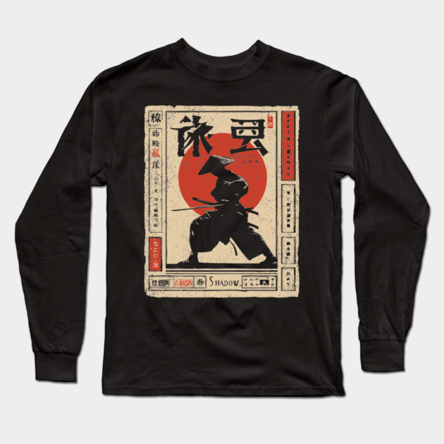 Shadow Warrior Poster – Japanese Minimalist Shinobi Combat Aesthetic Long Sleeve T-Shirt by TuncGK