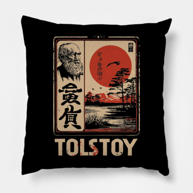 Tolstoy Wisdom Poster – Japanese Minimalist Literary Legend Print Pillow by TuncGK