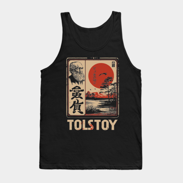 Tolstoy Wisdom Poster – Japanese Minimalist Literary Legend Print Tank Top by TuncGK