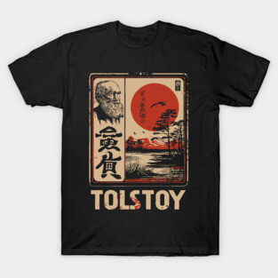 Tolstoy Wisdom Poster – Japanese Minimalist Literary Legend Print T-Shirt