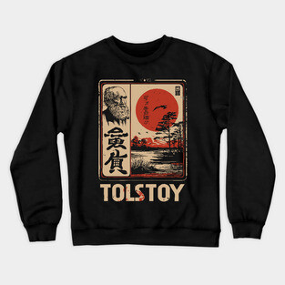 Tolstoy Wisdom Poster – Japanese Minimalist Literary Legend Print Crewneck Sweatshirt