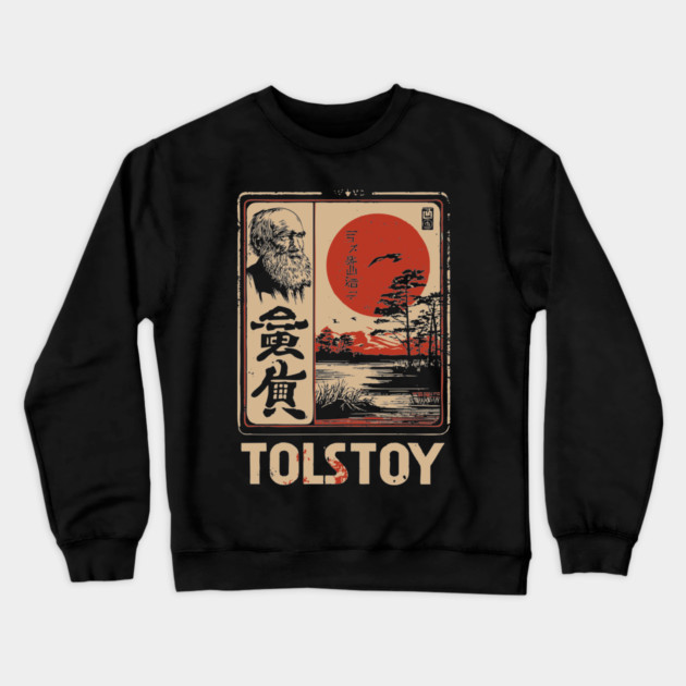 Tolstoy Wisdom Poster – Japanese Minimalist Literary Legend Print Crewneck Sweatshirt by TuncGK