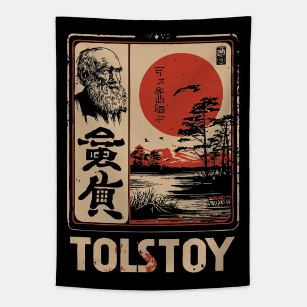 Tolstoy Wisdom Poster – Japanese Minimalist Literary Legend Print Tapestry by TuncGK