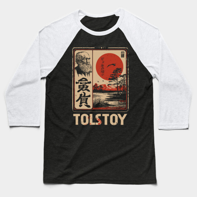 Tolstoy Wisdom Poster – Japanese Minimalist Literary Legend Print Baseball T-Shirt by TuncGK
