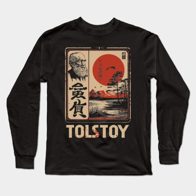 Tolstoy Wisdom Poster – Japanese Minimalist Literary Legend Print Long Sleeve T-Shirt by TuncGK