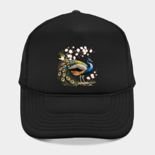 Peacock Standing Beneath Blooming Cherry Blossoms Hat