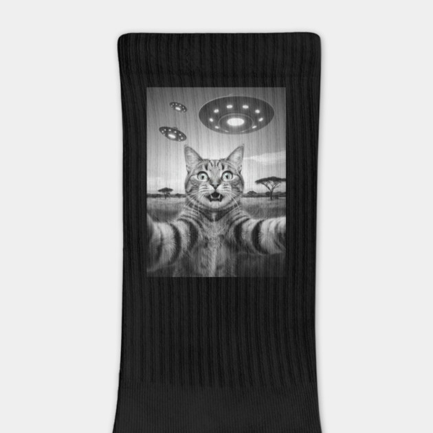 Selfie of Funny Cat And Aliens UFOs in African Savanna #2 by Megadorim