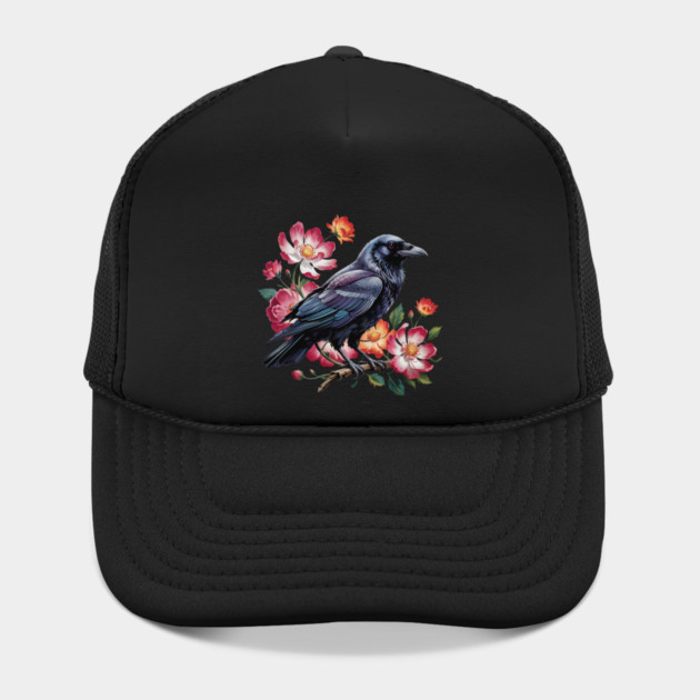 Mystical Raven with Roses and Midnight Feathers by BirdsnStuff