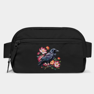 Mystical Raven with Roses and Midnight Feathers Bag