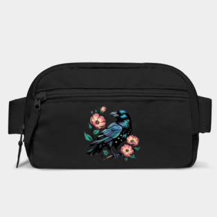 Celestial Raven with Starry Feathers and Blossoms Bag