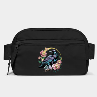 Mystical Raven with Golden Halo and Blossoms Bag