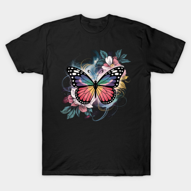 Surreal Butterfly with Celestial Rainbow Wings T-Shirt by BirdsnStuff