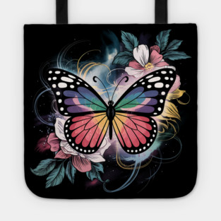 Surreal Butterfly with Celestial Rainbow Wings Tote