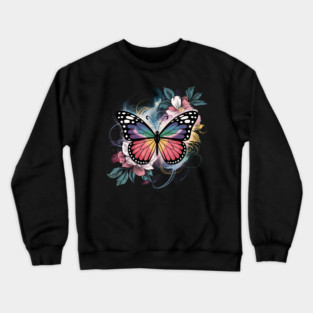 Surreal Butterfly with Celestial Rainbow Wings Crewneck Sweatshirt