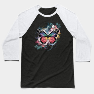 Surreal Butterfly with Celestial Rainbow Wings Baseball T-Shirt