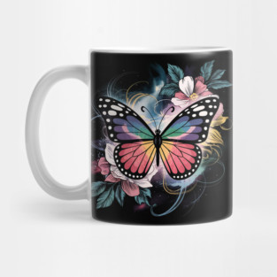 Surreal Butterfly with Celestial Rainbow Wings Mug