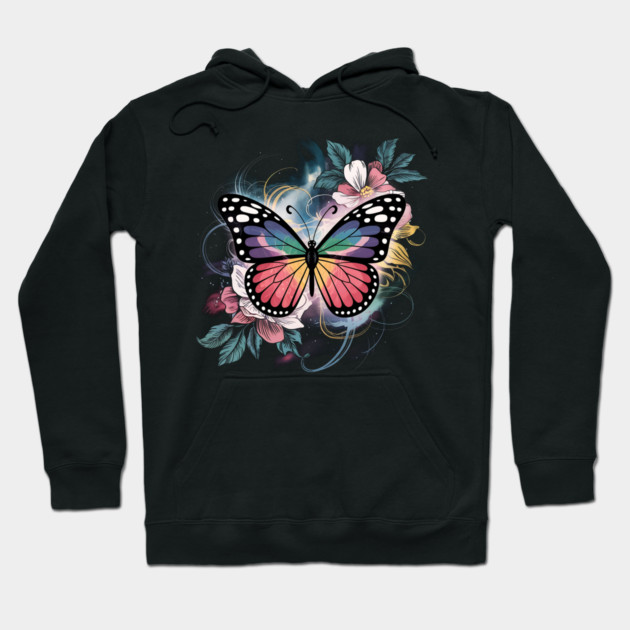 Surreal Butterfly with Celestial Rainbow Wings Hoodie by BirdsnStuff