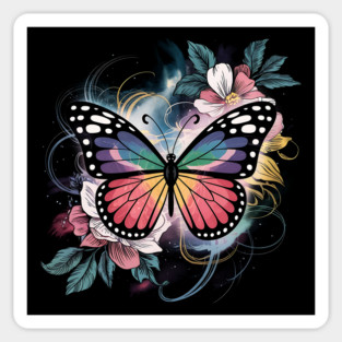 Surreal Butterfly with Celestial Rainbow Wings Magnet