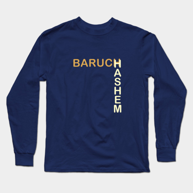 Baruch HaShem – L-Layout Typography Long Sleeve T-Shirt by Thank HaShem