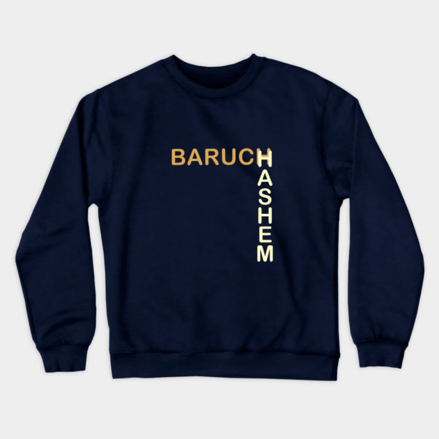 Baruch HaShem – L-Layout Typography Crewneck Sweatshirt by Thank HaShem