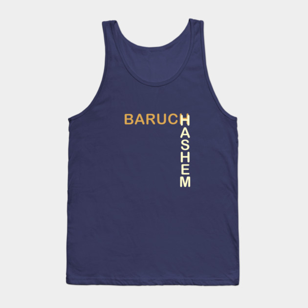 Baruch HaShem – L-Layout Typography Tank Top by Thank HaShem