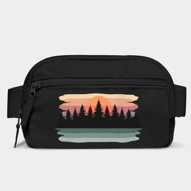 Retro Sunset with Forest Abstract Brush Strokes Design by Designed By Marty
