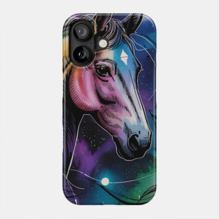 Galaxy Horse with Celestial Aura and Cosmic Florals Phone Case