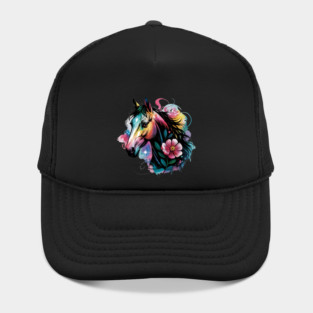 Celestial Horse with Rainbow Glow and Dreamy Florals Hat
