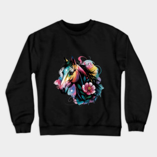 Celestial Horse with Rainbow Glow and Dreamy Florals Crewneck Sweatshirt