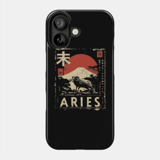 Aries Zodiac Poster – Bold Ram in Japanese Minimalist Style Phone Case