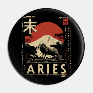 Aries Zodiac Poster – Bold Ram in Japanese Minimalist Style Pin